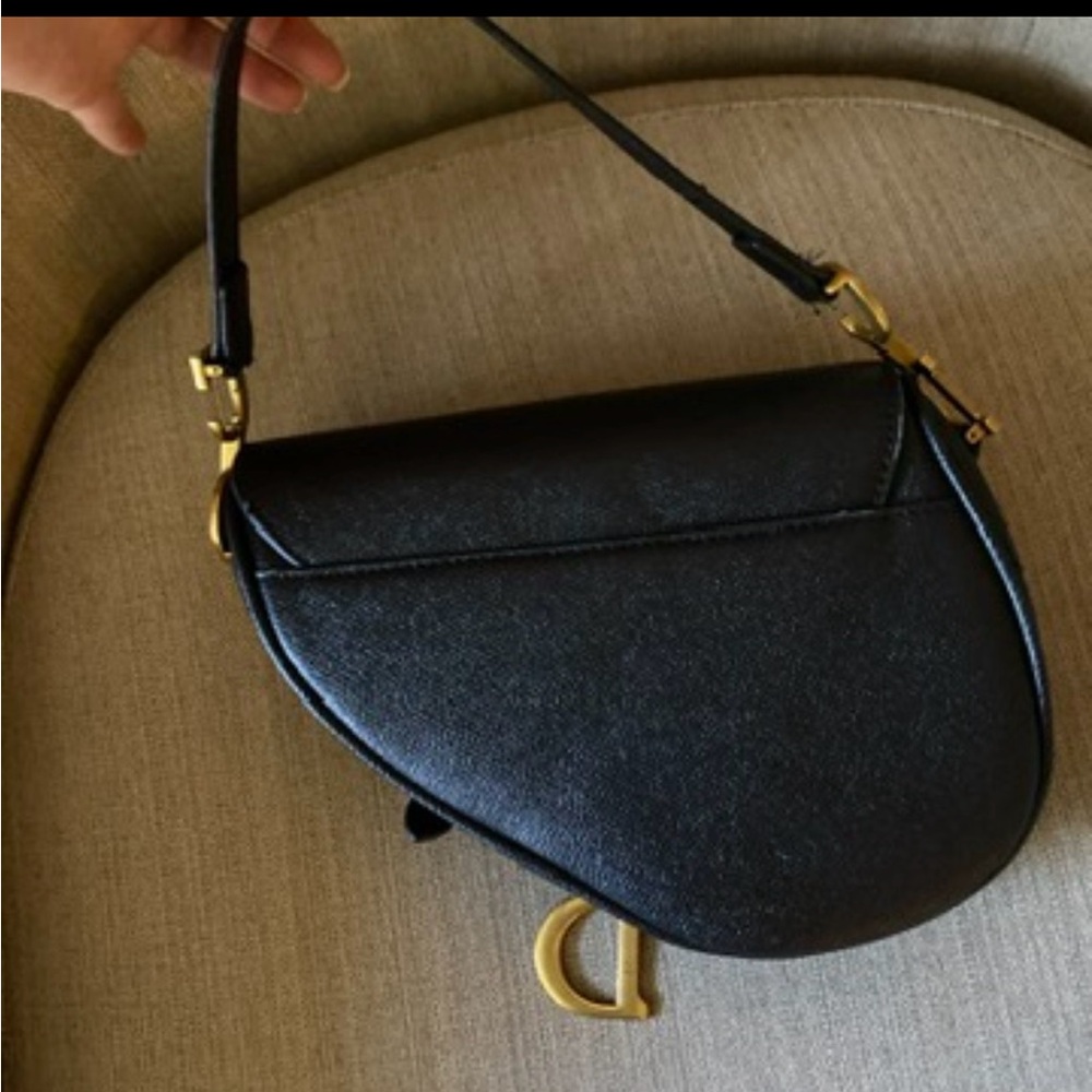 Black genuine leather Saddle Bag 25cm - Picture 5 of 5